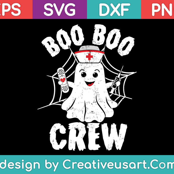 Boo Boo Crew Fantasma Enfermera Traje Chicas Divertido Halloween SVG PNG Cortando Archivos Imprimibles
