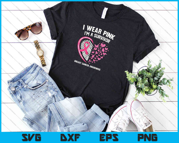 Regalos de concientización sobre el cáncer de mama Sobreviviente Cinta Rosa Mamá SVG PNG Cortando archivos imprimibles - on a t-shirt