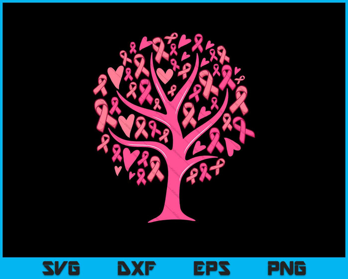 Camisa de concientización sobre el cáncer de mama Árbol de cinta rosa SVG PNG Cortar archivos imprimibles