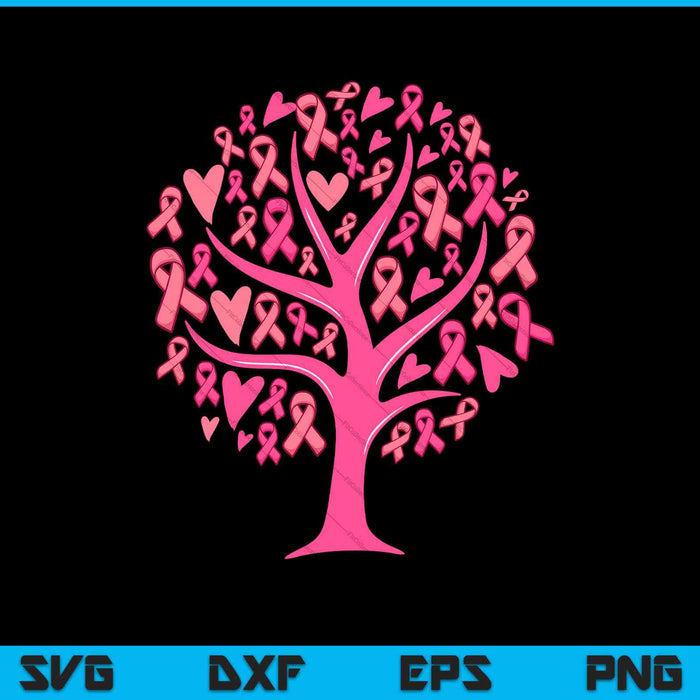 Borstkanker bewustzijn shirt roze lint boom SVG PNG snijden afdrukbare bestanden