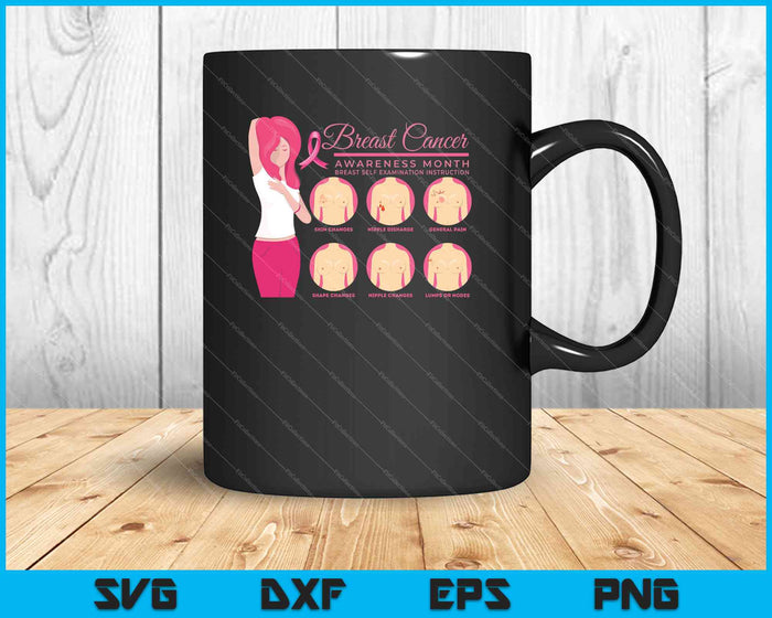 Breast Cancer Awareness, Self-Exam Instructions SVG PNG Cutting Printable Files