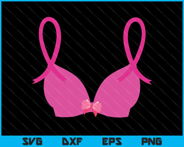 Camisa de cáncer de mama Bra Pink Ribbon Concientización Sobreviviente Ta-Ta SVG PNG Cortar archivos imprimibles
