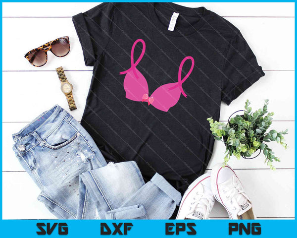 Camisa de cáncer de mama Bra Pink Ribbon Concientización Sobreviviente Ta-Ta SVG PNG Cortar archivos imprimibles - on a t-shirt