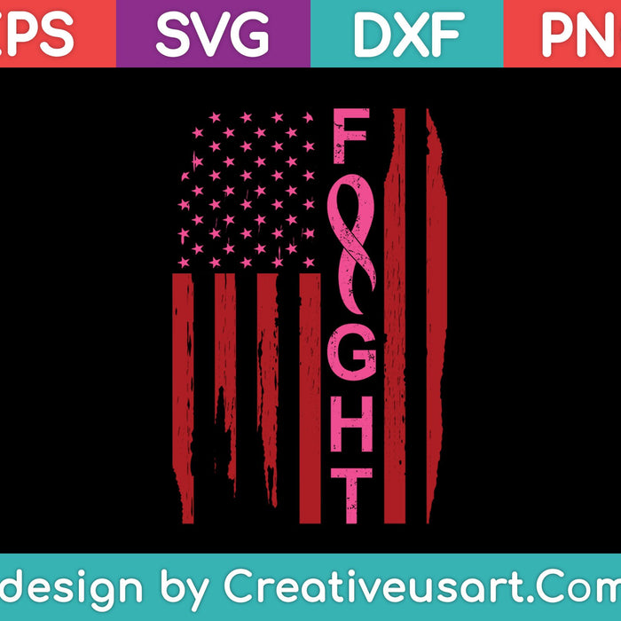 Breast Cancer Awareness American Flag Distressed SVG PNG Cutting Printable Files