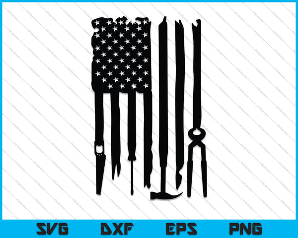 Bouwer Amerikaanse vlag SVG PNG snijden afdrukbare bestanden