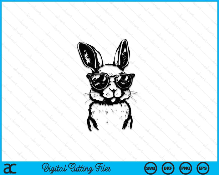 Bunny Face With Sunglasses For Boys Men Kids SVG PNG Cutting Printable Files