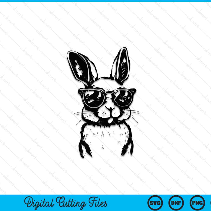 Bunny Face With Sunglasses For Boys Men Kids SVG PNG Cutting Printable Files