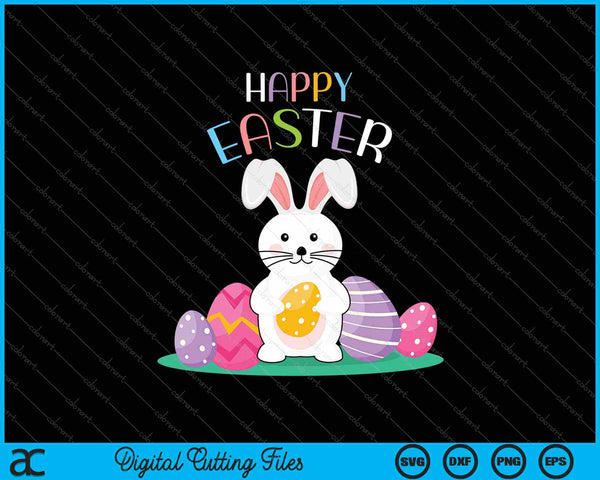Bunny Pastel lente jacht eieren konijn Happy Easter Day SVG PNG snijden afdrukbare bestanden
