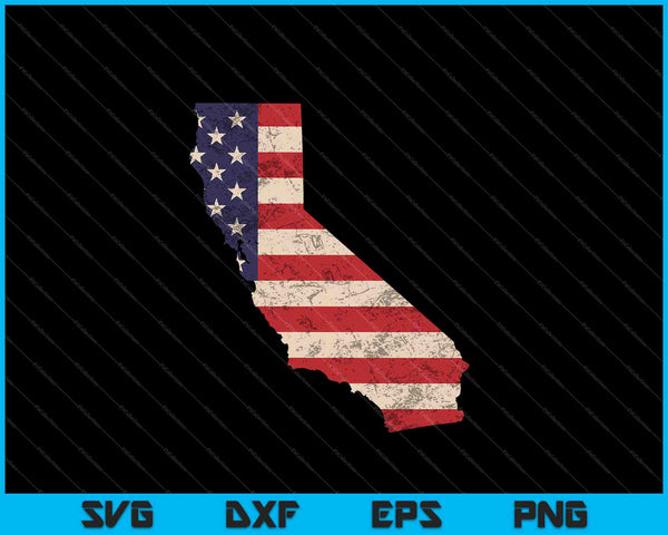 Californië Amerikaanse vlag Vintage SVG PNG snijden afdrukbare bestanden