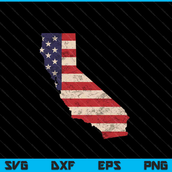 Californië Amerikaanse vlag Vintage SVG PNG snijden afdrukbare bestanden