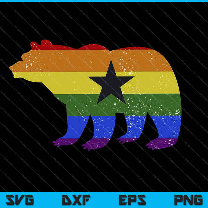 Oso de California LGBTQ+ Bandera del Orgullo Lésbico Gay SVG PNG Cortando archivos imprimibles