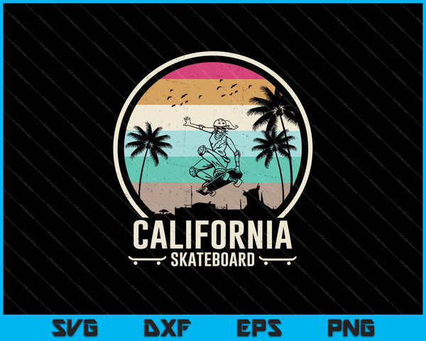 California Skateboard Skater Girl Vintage SVG PNG Cortar archivos imprimibles