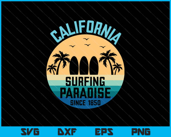 California Surfing Paradise SVG PNG cortando archivos imprimibles