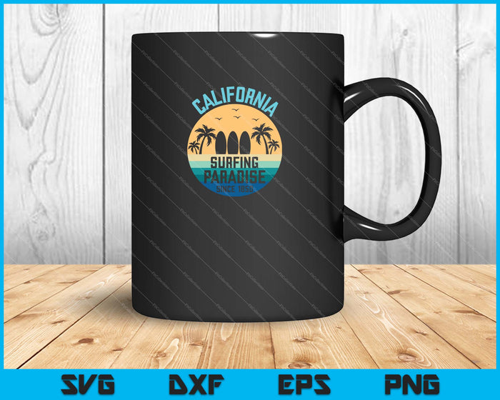 California Surfing Paradise SVG PNG cortando archivos imprimibles