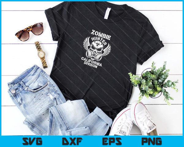 California Zombie Hunter SVG PNG cortando archivos imprimibles - on a t-shirt