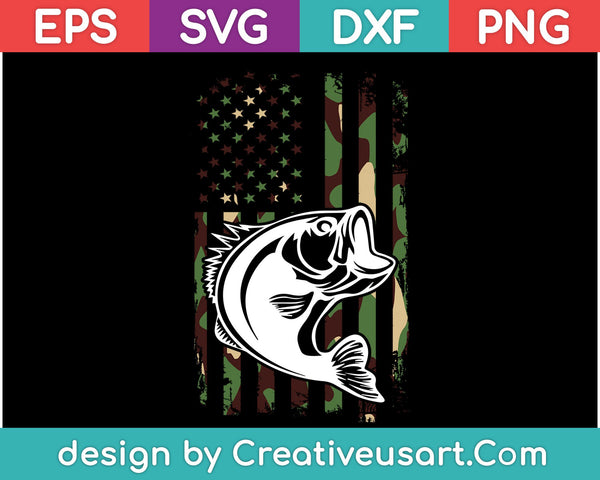 Camouflage American Flag Bass Fishing SVG PNG Cutting Files – creativeusarts