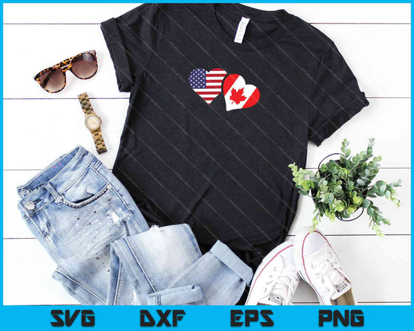 Canada USA Flag SVG PNG Cutting Printable Files