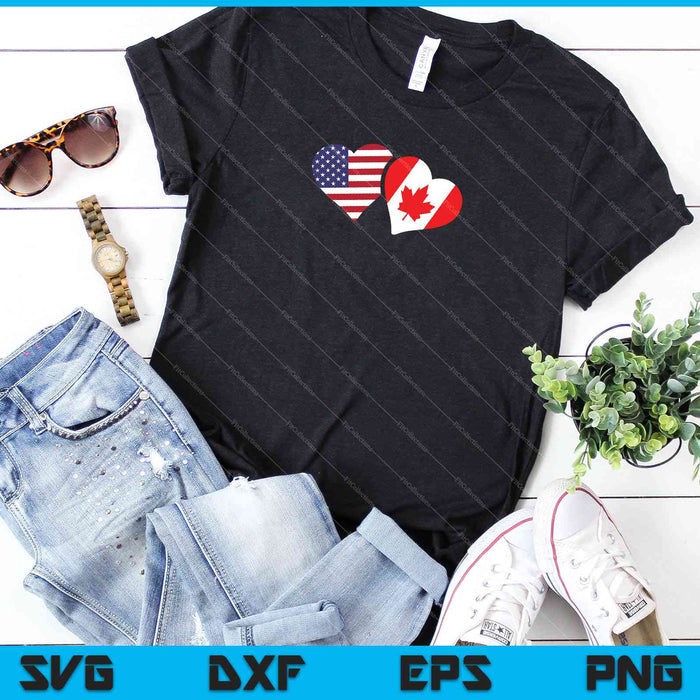 Canada USA Flag SVG PNG Cutting Printable Files