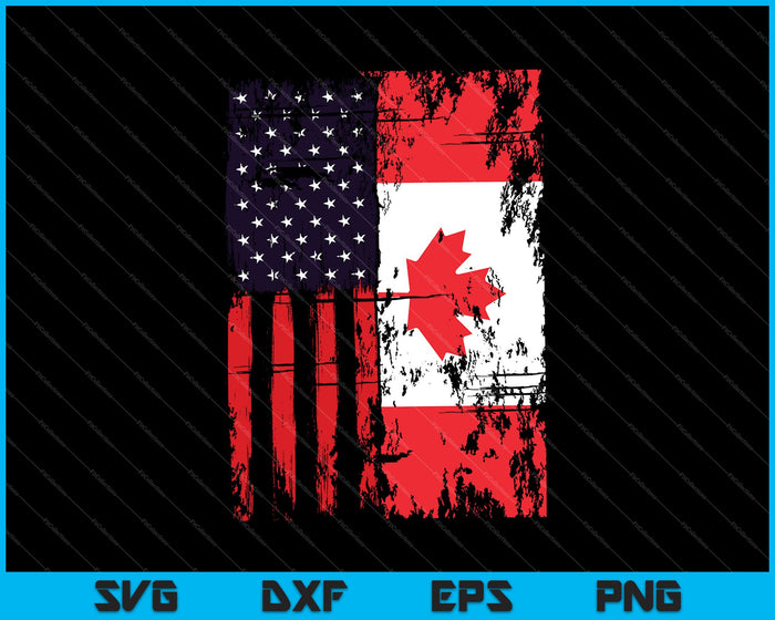 Canadees-Amerikaanse shirt USA Canada vlag 4 juli SVG PNG snijden afdrukbare bestanden