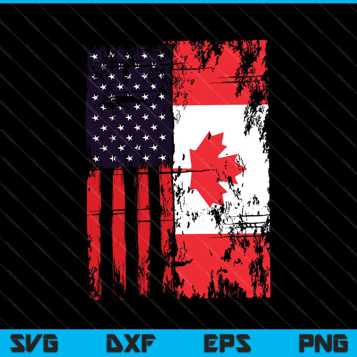 Canadees-Amerikaanse shirt USA Canada vlag 4 juli SVG PNG snijden afdrukbare bestanden