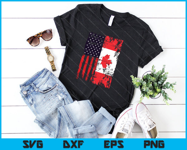Canadian American Shirt USA Canada Flag 4th of July SVG PNG Cutting Printable Files - on a t-shirt
