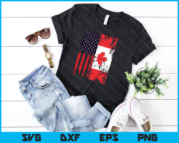Camisa canadiense americana EE.UU. Bandera de Canadá 4 de julio SVG PNG Cortando archivos imprimibles