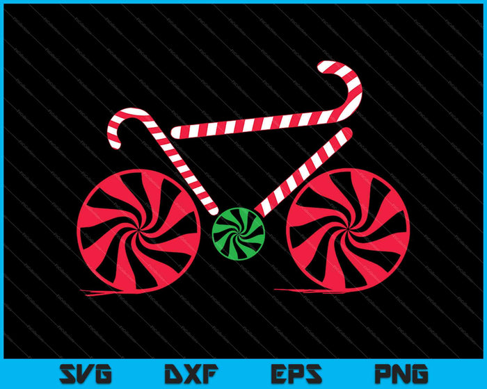 Candy Cane fiets SVG PNG snijden afdrukbare bestanden