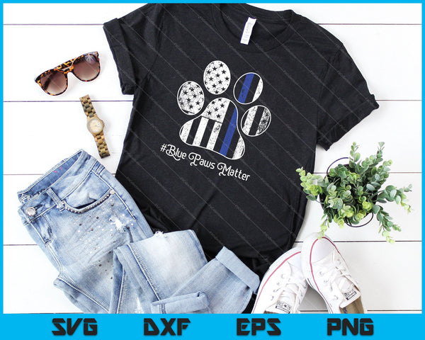 Perro policía canino regalo patas azules importan delgada línea azul K9 SVG PNG archivos imprimibles - on a t-shirt
