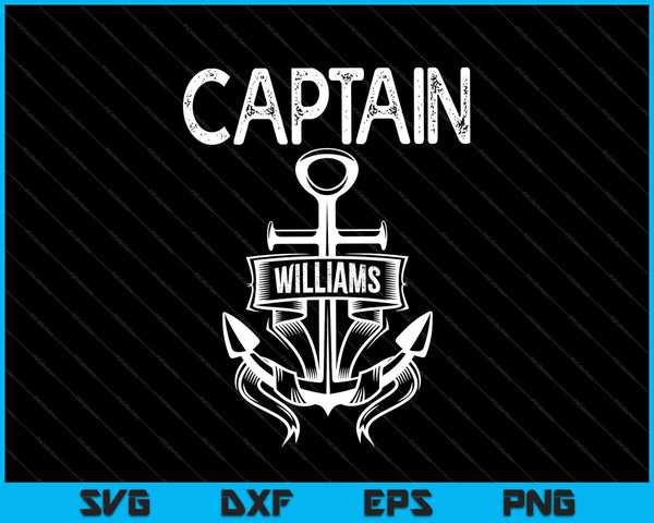 Kapitein Williams varen zeilen cruisen SVG PNG snijden afdrukbare bestanden