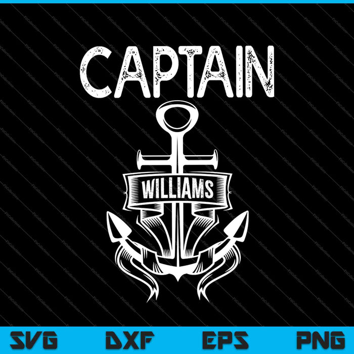 Kapitein Williams varen zeilen cruisen SVG PNG snijden afdrukbare bestanden