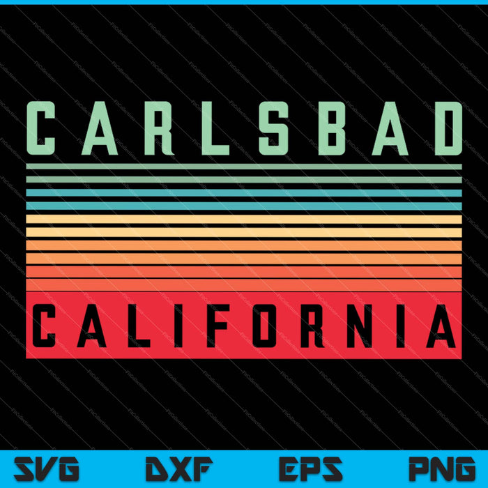 Carlsbad Californië Retro Vintage SVG PNG snijden afdrukbare bestanden