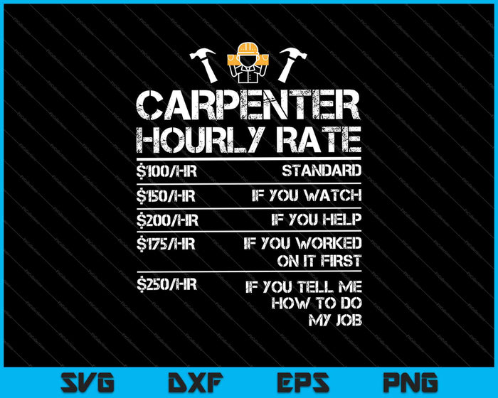 Carpentry Hourly Rates Carpenter Hourly Rate SVG PNG Files – creativeusarts