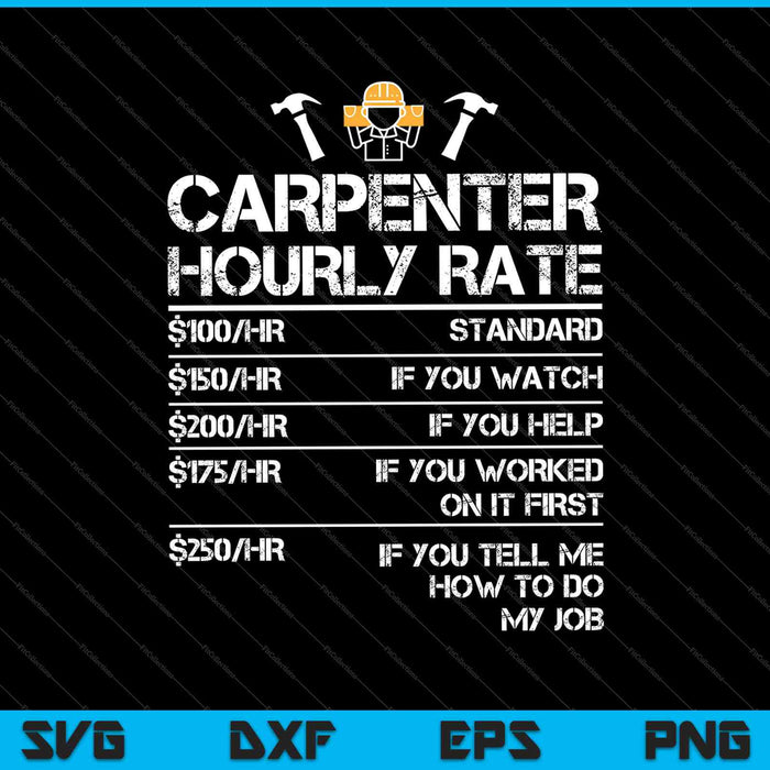 Carpenter Hourly Rate SVG PNG Cutting Printable Files