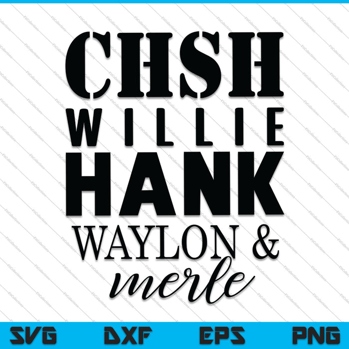 Cash Willie Hank Waylon Merle SVG PNG Cortar archivos imprimibles
