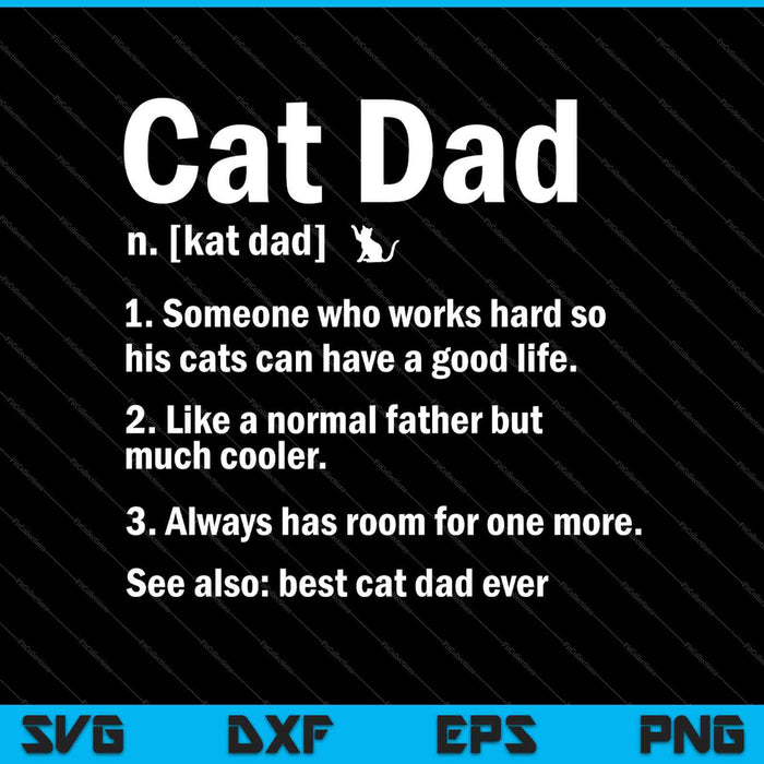 Cat Dad Definición Significado Camisa Cat Lover Padre Regalo SVG PNG Cortar archivos imprimibles