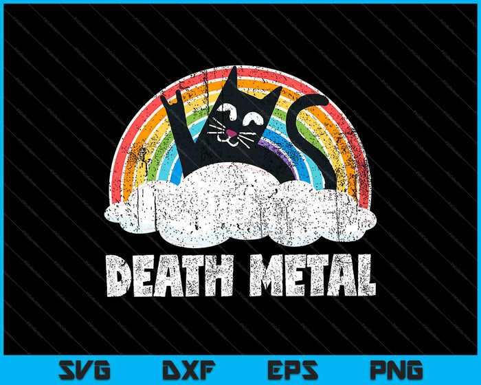 Cat Rainbow Heavy Metal Band Kids Goth Funny Death Meta SVG PNG Cortando archivos imprimibles