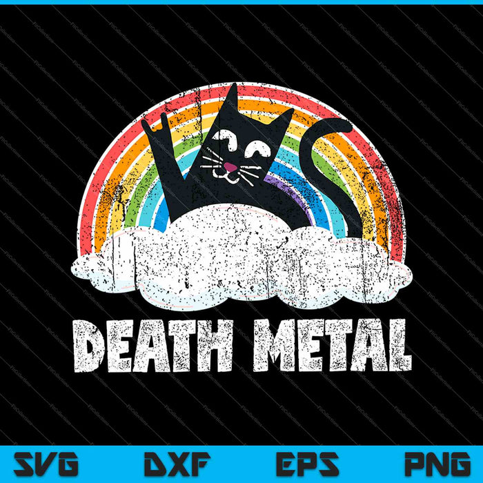 Cat Rainbow Heavy Metal Band Kids Goth Funny Death Meta SVG PNG snijden afdrukbare bestanden