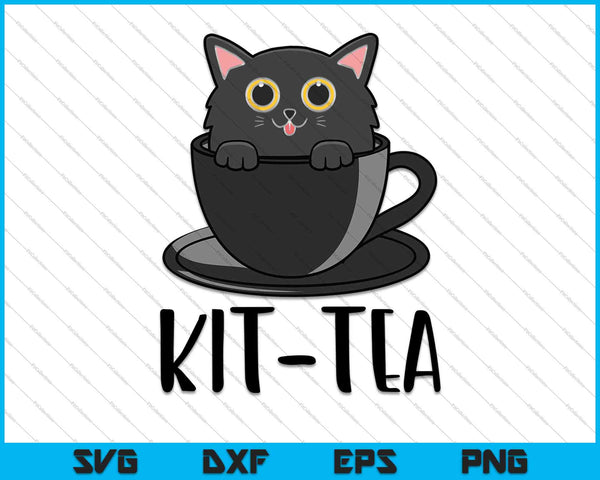 Camisas de gato- Kit-Tea Regalo divertido para amantes de los gatos, lindo gato negro SVG PNG cortando archivos imprimibles 