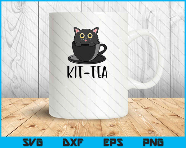 Camisas de gato- Kit-Tea Regalo divertido para amantes de los gatos, lindo gato negro SVG PNG cortando archivos imprimibles 
