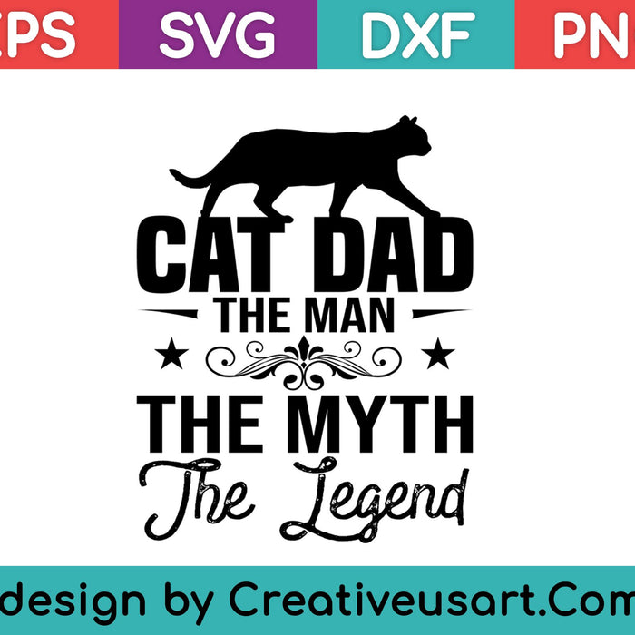 Cat Dad The Man The Myth Legend Father's Day Gift For Daddy SVG PNG Cutting Printable Files