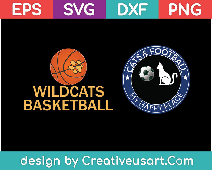 Cat Sports Svg Bundle- 10 piece set. For use with a Cricut or Silhouette Cameo machine.