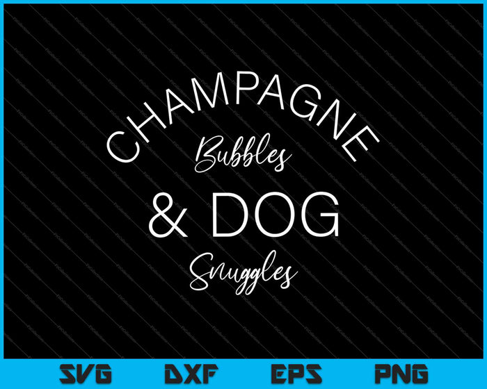 Champagne bubbels & hond nestelt SVG PNG snijden afdrukbare bestanden