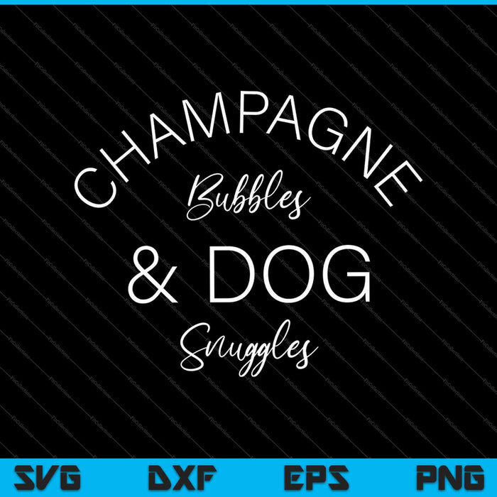 Champagne bubbels & hond nestelt SVG PNG snijden afdrukbare bestanden