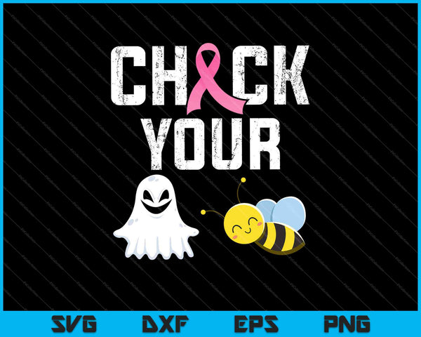 Check Your Boo Bees Funny Breast Cancer Halloween SVG PNG Cutting Printable Files