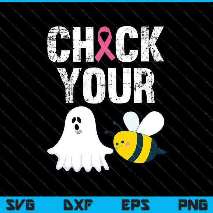 Check Your Boo Bees Funny Breast Cancer Halloween SVG PNG Cutting Printable Files