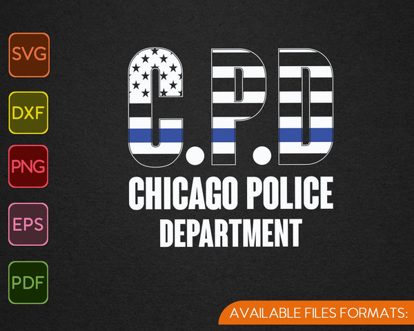 Chicago Police Department dunne blauwe lijn CPD SVG PNG snijden afdrukbare bestanden