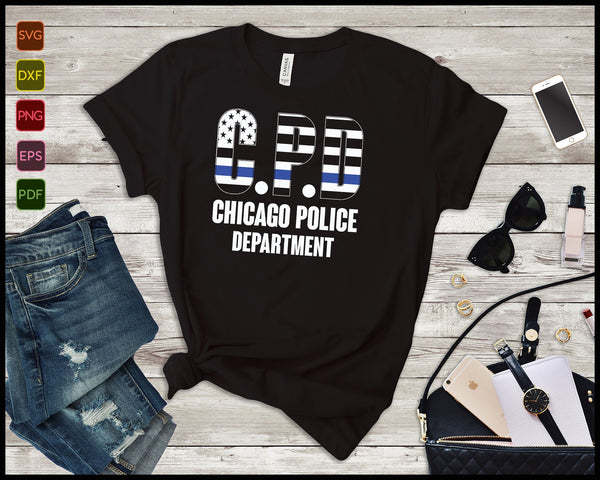 Chicago Police Department dunne blauwe lijn CPD SVG PNG snijden afdrukbare bestanden