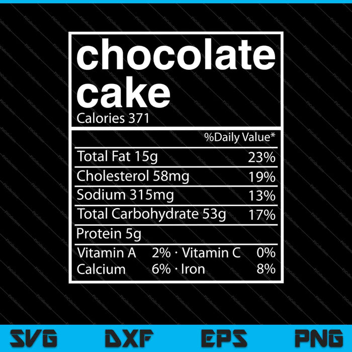 Chocolate Cake Nutrition Facts Funny Thanksgiving SVG PNG Cutting Printable Files