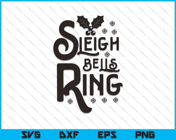 Kerst slee Bells Ring SVG PNG snijden afdrukbare bestanden