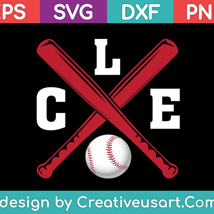 Cleveland Baseball Bats Ohio State Outline Diseño de camiseta SVG, PNG Cortando archivos imprimibles